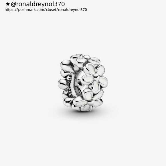 Pandora White Daisy Flower Spacer Charm - Picture 1 of 4